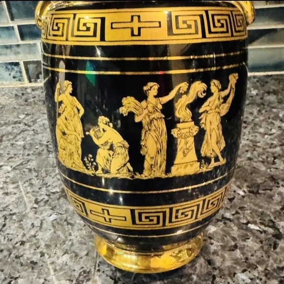 Beautiful Hand Made Historical Large Greek Vase 24k Gold Plated